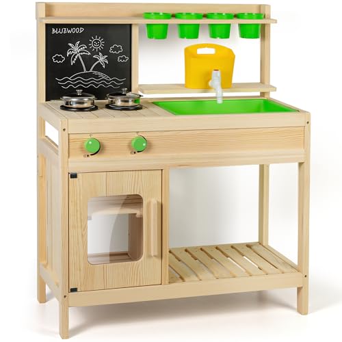 BlueWood Matschküche Kinder Outdoor – FSC Holz Küche mit Wasserhahn, Spielbecken & Stauraum für Garten & Balkon – Montessori Spielküche ab 3 Jahren BlueWood Matschküche Kinder Outdoor – FSC Holz Küche mit Wasserhahn, Spielbecken & Stauraum für Garten & Balkon – Montessori Spielküche ab 3 Jahren von BlueWood