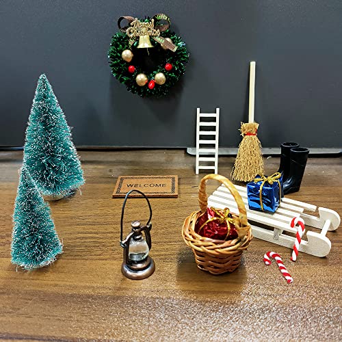 BlueXP 13 Stück Miniaturgarten Gartengeräte Set Wichteltür Zubehör Weihnachten Set Wichtelhaus Weihnachtsdeko Miniatur Garten Möbel Deko für Kinder Feegarten Minigarten Weihnachtswichtel Zubehör von BlueXP