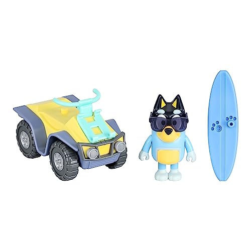 BlueY: Fahrzeug- und Figurenset „Strand-Quad mit Bandit“ – mit Bandit (7,6 cm) und Surfbrett-Zubehör von BlueY