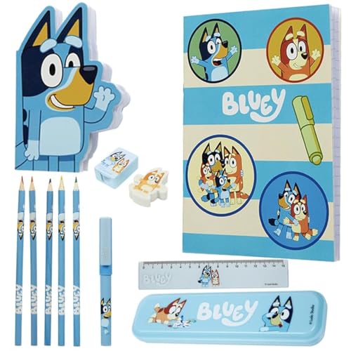 BlueY Schreibwaren-Set für Kinder: A6- und A3-Notizbuch, Federmappe, Stifte, Lineal, EIN Tolles Geschenk für Schulanfang von BlueY