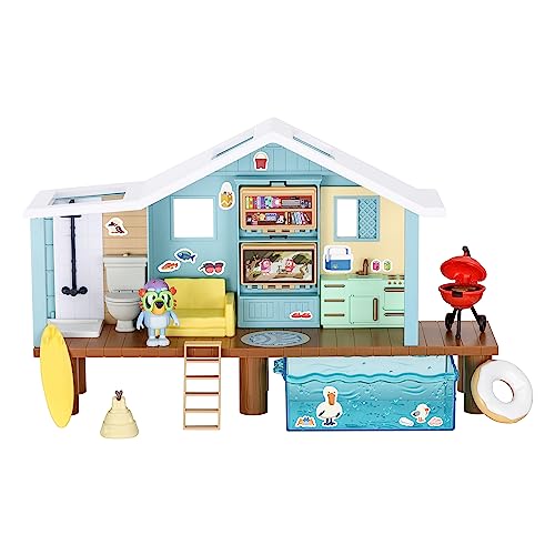 Bluey: Spielset „Strandhütte“ – mit exklusiver Figur mit Taucherbrille, 10 Zubehörteilen und Stickerbogen von BlueY