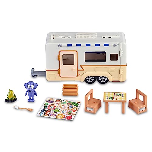 Bluey Campervan Wohnmobil-Spielzeug, 1 bewegliche Figur der Serie, 6 Campingzubehör und dekorative Aufkleber, für Jungen und Mädchen ab 3 Jahren, Berühmte (BLY50000) von BlueY