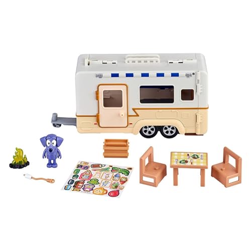 Bluey Caravan Adventure Spielset, mit 6,3 cm Jean Luc Figur von BlueY