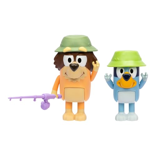 Bluey Figur 2er-Pack – Angeln mit Großvater, 6,3 cm Figuren mit Zubehör, Kinder können ihre Lieblingsmomente aus der Episode nachspielen – Großvater von BlueY