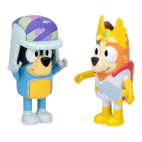 Bluey Figur 2er-Pack – Märchenpackung, 6,35 cm Figuren von Chili in ihrem She-Ra Kostüm und Bandit mit seinem Hut, stellen Sie Lieblingsmomente aus der Episode nach - Märchen von BlueY