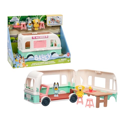 Bluey Ice Cream Truck, Eiswagen, inkl. Figur, Playset mit Aufklebern und Zubehör, Welchen Eisgeschmack hast du? Berühmte (BLY85000) von BlueY