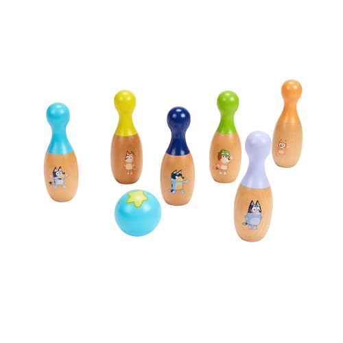 Bluey Klassisches Kegelspiel aus Holz, 7-teilig, buntes Set, FSC-zertifiziertes, nachhaltiges Holz, Bowlingspiel für drinnen und draußen, verbessert die Hand-Augen-Koordination, inklusive 6 Bluey Klassisches Kegelspiel aus Holz, 7-teilig, buntes Set, FSC-zertifiziertes, nachhaltiges Holz, Bowlingspiel für drinnen und draußen, verbessert die Hand-Augen-Koordination, inklusive 6 von BlueY