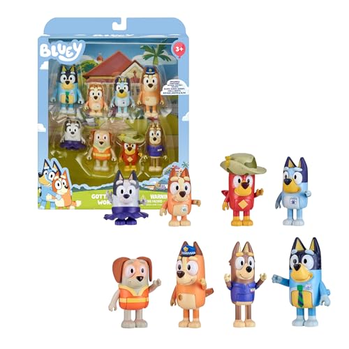 Bluey - Packung mit 8 Abenteuerfiguren, bewegliche Figuren, Freunde bereit für Abenteuer, Puppen der Kinderserie, Erweitern Sie Ihre Sammlung mit diesem Pack – Berühmte (BLY73000) von BlueY