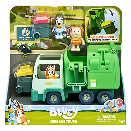 Bluey-Spielset mit Müllwagen und Müllabfuhr hilft beim Sortieren und Abholen von Abfällen. Inklusive: 2 Figuren, 1 Müllwagen, 2 Zubehör von BlueY