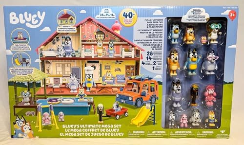 Bluey Ultimatives Mega-Set 2023, 40-teilig, 4 Sets in einem Mega-Spielset, komplettes und erweitertes Set Heeler Family & Friends mit 14 Spielfiguren von BlueY