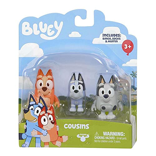 ‘Cousine’: Figuren (6,3 cm) mit beweglichen Gelenken, 3er-Pack – Bingo, Muffin und Socks von BlueY