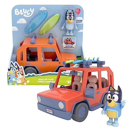 Giochi Preziosi Bluey Auto 4 x 4 Familienfahrzeug, inklusive Papa Bandit Hoch, ca. 8 cm und 2 Surfbrettern, wie im Fernsehen, für Kinder ab 3 Jahren, BLY03000, Mehrfarbig von BlueY