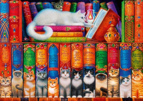 Bluebird Puzzle 1000 Teile - Cat Bookshelf Bücheregal mit Katzen von Bluebird