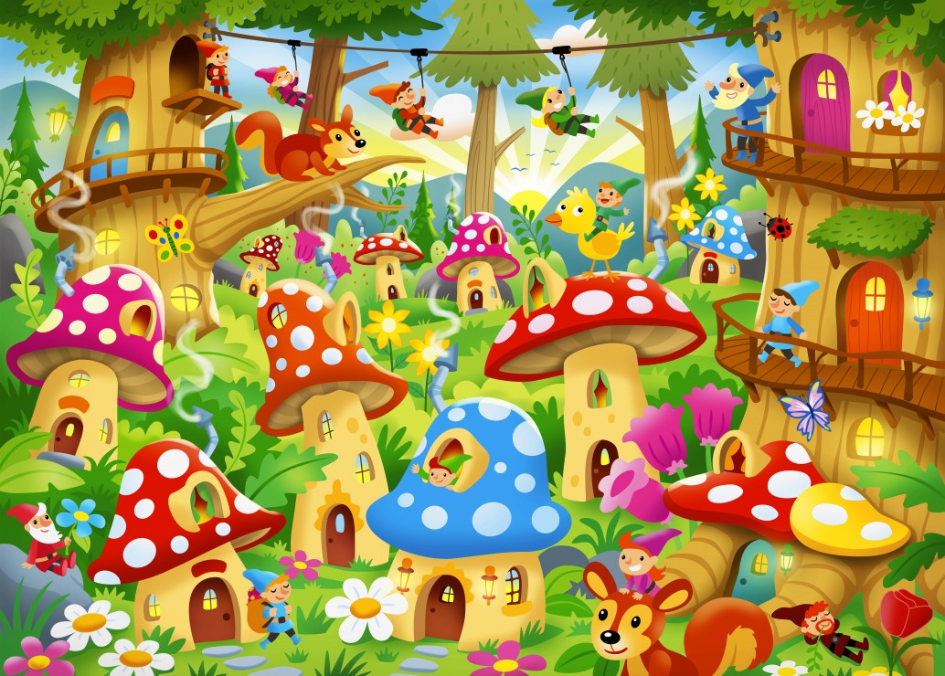 Bluebird Puzzle Gnomes in Mushroom Homes 104 Teile Puzzle Bluebird-Puzzle-F-90653 von Bluebird Puzzle