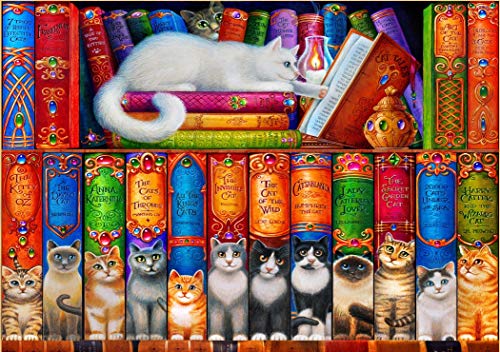 Puzzle 1000 Teile - Cat Bookshelf von Bluebird Puzzle