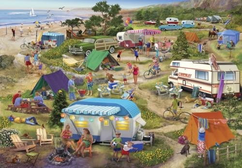 Bluebird Puzzle – „Seaside Cramped Grounds“, 1000 Teile Puzzle - Camping am Meer - Puzzle für Erwachsene von Bluebird