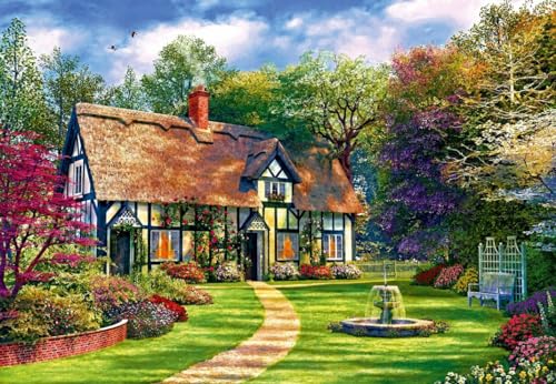 Bluebird Puzzle – „The Hideaway Cottage“, 1000 Teile Puzzle - Landhaus und Blumengarten - Puzzle für Erwachsene von Bluebird