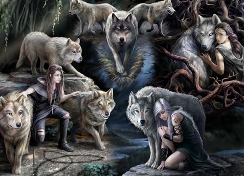 Puzzle 1500 Teile - Anne Stokes - Wolf Collage von Bluebird