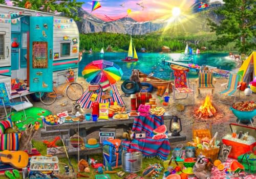 Puzzle 2000 Teile - The Family Campsite von Bluebird