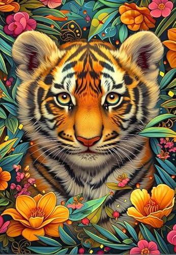 Bluebird Puzzle – Babys der Erde, 1000 Teile Puzzle - Baby Tiger in einem exotischen Blumenmeer - Puzzle für Erwachsene von Bluebird