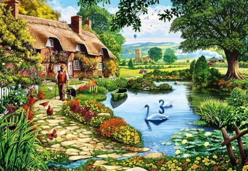 Bluebird Puzzle - Cottage am See, 1000 Teile Puzzle - EIN Schwanensee auf dem Land von einst - Puzzle für Erwachsene von Bluebird