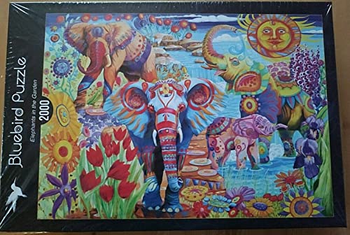 Puzzle 2000 Teile - Elephants in The Garden von Bluebird