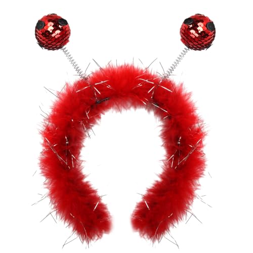 Bluelves Marienkäfer Haarreif, Ladybug Haarreifen mit Plüsch & Glitzereffekt, Kostüm Damen Accessoires für Karneval Motto Party Marienkäfer Kostüm zum Verkleiden von Bluelves