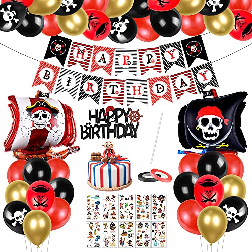 Piratenschiff Luftballons Set, 46 Stück Piratenschiff Geburtstag Deko, Piratenschiff Geburtstag Luftballons, Piratenschiff Ballon, Happy Birthday Banner, für Geburtstagdeko Jungen Piratenschiff Luftballons Set, 46 Stück Piratenschiff Geburtstag Deko, Piratenschiff Geburtstag Luftballons, Piratenschiff Ballon, Happy Birthday Banner, für Geburtstagdeko Jungen von Bluelves