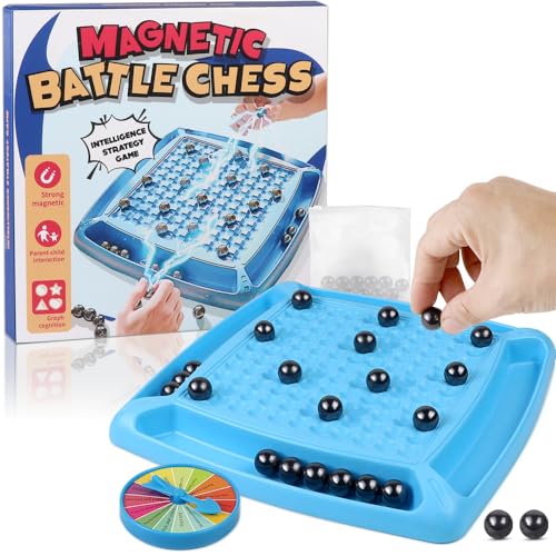 Bluepistil Magnetisches Schachspiel, Magnetisches Kinderschachspielzeug, Schach-Brettspiel mit Magnetischer Wirkung, Tisch-Magnetspiel, Puzzle Checkers Spiel, Partyzubehör für Familientreffen von Bluepistil
