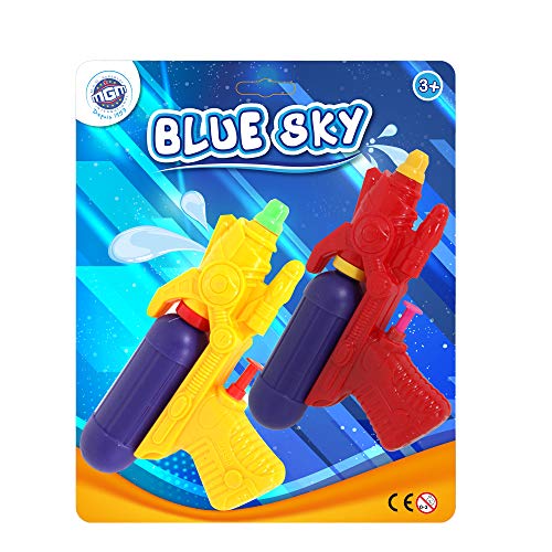 BLUE SKY - 2 Wasserpistolen - Outdoor-Spiel - 048027 - Mehrfarbig - Kunststoff - 15 cm - Kinderspielzeug - Strandspiel - Pool - Ab 3 Jahren von BLUE SKY