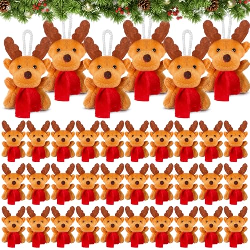 Blueweenly 36 Stück Mini-Weihnachtselch, weiches Plüschtier mit rotem Schal, brauner Nase, Plüschtierpuppe, Geschenke für Weihnachten, Geburtstag, Party, Geschenke Blueweenly 36 Stück Mini-Weihnachtselch, weiches Plüschtier mit rotem Schal, brauner Nase, Plüschtierpuppe, Geschenke für Weihnachten, Geburtstag, Party, Geschenke von Blueweenly