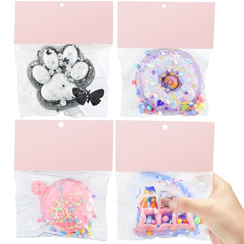 Blueweenly 4 Stück Squeeze Cat Paw Donut Waffel Hamburger Langsam steigender Stressball Weihnachten Niedlich PVC Sensorisches Spielzeug Stressabbau Fidget Spielzeug für Party OPP-Verpackung von Blueweenly