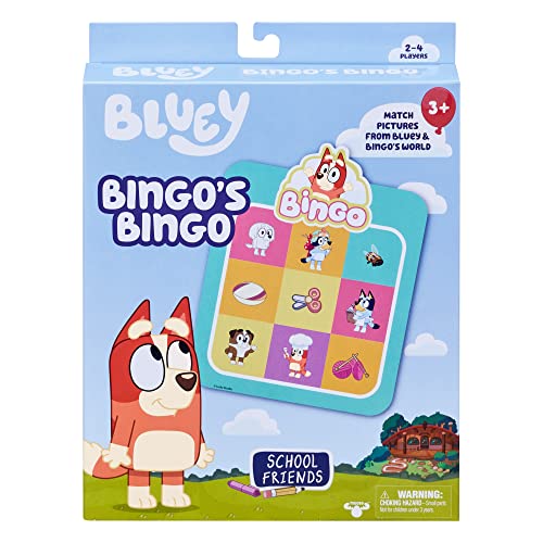 Bluey Bingo's Bingo-Kartenspiel für 2 bis 4 Spieler mit Offiziellen Charakteren Bingos Schulfreunde von BlueY