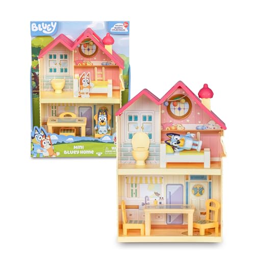 BLUEY Mini Heeler Home Playset, Hunde-Spielhaus, Griff zum Spielen und Mitnehmen, bewegliche Figur, Spielzeug der Kinderserie, Berühmte (BLY67000) von BlueY