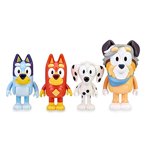 Bluey - Packung mit 4 Schulfiguren, bewegliche Puppen der Cole-Charaktere, Spielzeug aus der Zeichentrickserie für Kinder, mit Rusty, Chloe und Calypso, Famosa (BLY09300) von BlueY