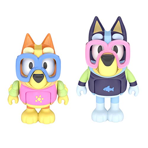 Bluey 2er-Figuren-Set mit Bluey und Bingo in Badeklamotten, mit Tauchbrillen - offizieller Bluey-Sammelartikel von BlueY