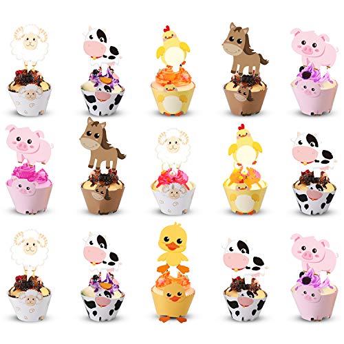 60 Stücke Farm Tier Cupcake Verpackung und Topper für Bauernhof Thema Party - Cupcake Verpackung Topper Farm Tier Geburtstag Party Dekoration Baby Dusche Lieferung 60 Stücke Farm Tier Cupcake Verpackung und Topper für Bauernhof Thema Party - Cupcake Verpackung Topper Farm Tier Geburtstag Party Dekoration Baby Dusche Lieferung von Blulu