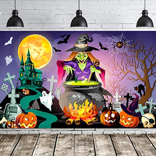 Halloween Party Dekorationen Hintergrund Party Hintergrund Halloween Hintergrund Party Banner Party für Halloween Party Dekor Wand Dekor (Lila Hexen) von Blulu