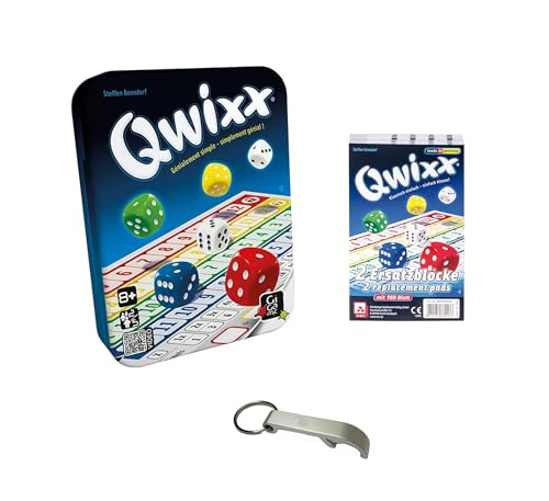 Qwixx Set + Qwixx Nachfüllpack + 1 Flaschenöffner EUR Blumie (Qwixx + Nachfüllpack) von Blumie Shop