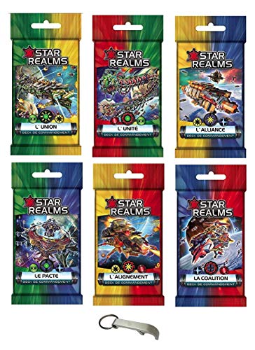 Set Star Realms Französische Version Pack Commanded: Union + Einheit + Allianz + Pakt + Ausrichtung + Koalition + 1 Flaschenöffner Blumie (Kommando) von Blumie Shop