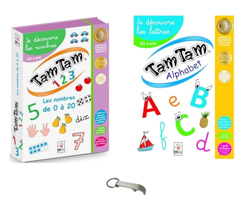 Set Tam Tam Tam Alphabet + Box 1 2 3 französische Version + 1 Lineal Lesezeichen aus Holz Blumie (CAlphabet + 1 2 3) von Blumie Shop