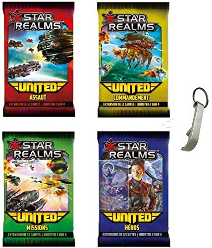 Star Realms Set Französische Version United: Angriff + Kommando + Mission + Helden + 1 Flaschenöffner Blumie (United) von Blumie Shop