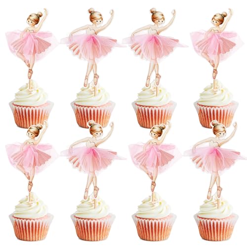 24 Stück Ballerina Cupcake Toppers SchwaRosa Ballett Mädchen Cupcake Toppers Ballett Cupcake Dekoration Picks Für Ballerina Thema Baby Dusche Geburtstag Party Kuchen Dekoration Zubehör von Blumomon