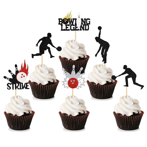 Blumomon 24 Pcs Bowling Sport Kuchen Dekoration Bowling Sport Cupcake Topper Sport Themed Party Dekoration Passend Für Bowling Sportler Periphere Aktivitäten Dekoration von Blumomon