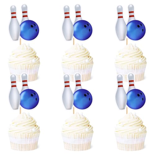 Blumomon 24 Stück Dual Front Bowling Sport Kuchen Dekoration Bowling Sport Cupcake Topper Sport Themed Party Dekoration Passend Für Bowling Sportler Periphere Aktivitäten Dekoration von Blumomon