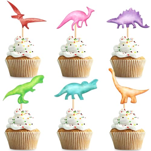 Blumomon 24 Stück Dinosaurier Cupcake Topper Tier Cupcake Topper Picks Kuchen Dekoration Für Baby Shower Hochzeit Geburtstag Event Party Dinosaurier Thema Party Dekoration von Blumomon