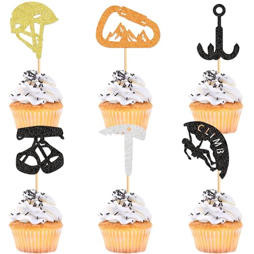 Blumomon 24 Stück Klettern Cupcake Topper Klettern Tortenaufsatz Sport Kuchen Dekoration für Bergsteigen Party Dekoration Sport im Freien Party Dekoration von Blumomon