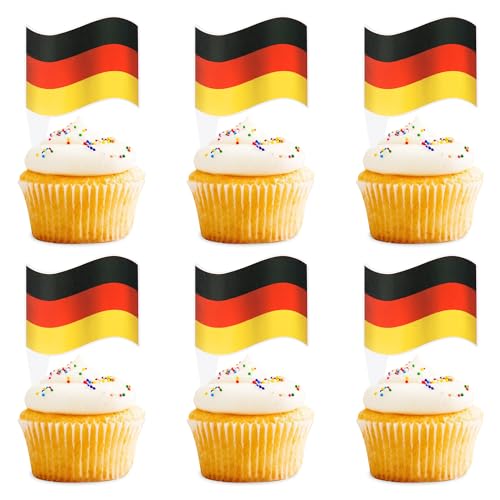 30 Stück Doppelseitige Deutsche Nationalflagge Cupcake Dekoration Nationalflagge Cake Topper Deutsche Flagge Kuchen Dekoration Sport Party Dekoration von Blumomon