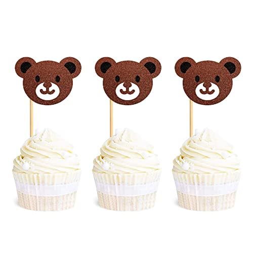 Blumomon 30 Stück Glitter Baby Bear Cupcake-Dekorationen für Cupcake Shower Cupcakes wählen Sie Kuchendekorationen für Kinder, Jungen Babydusche und Geburtstagsfeiern von Mädchen von Blumomon