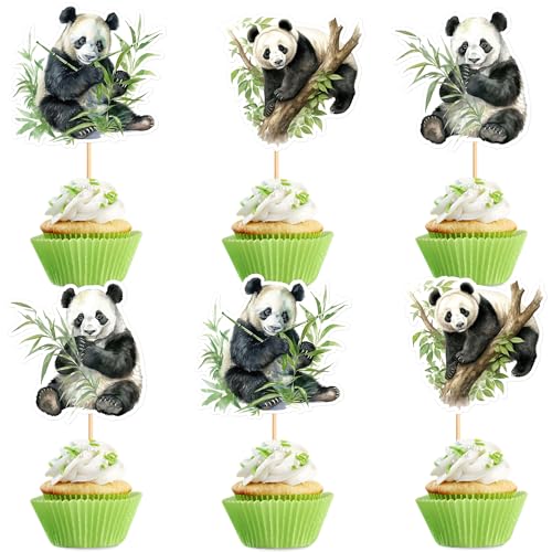 Blumomon 30 Stück PandaCupcake Topper Dschungel Safari Tiere Kuchen Dekoration Tiere Figur Kuchen Topper Picks für Babyparty Kindergeburtstag Party Supplie von Blumomon